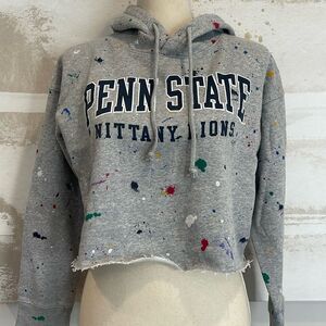 Penn State paint splattered Distressed hooded Sweatshirt